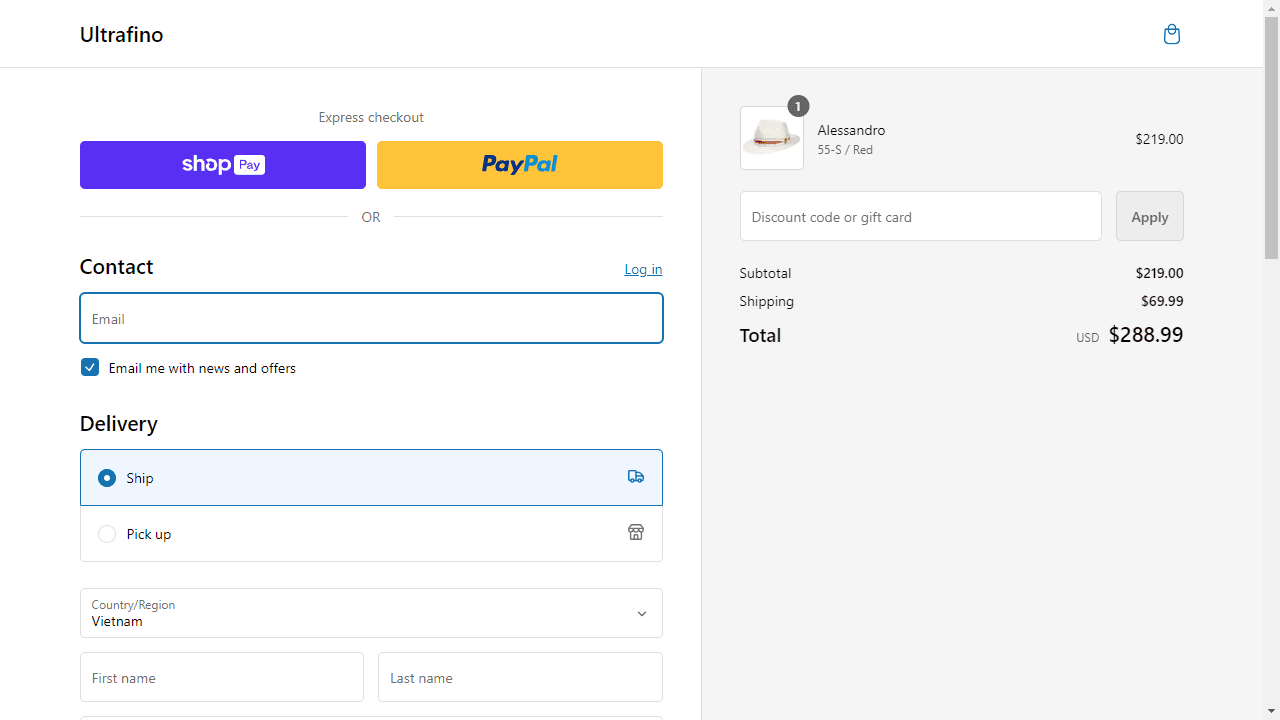 How to apply Ultrafino coupon code
